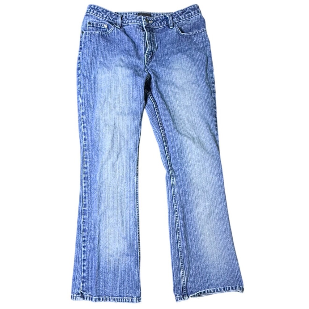 No Boundaries Juniors Flare Leg Jeans Medium Wash Blue Denim Size 13 100% Cotton
